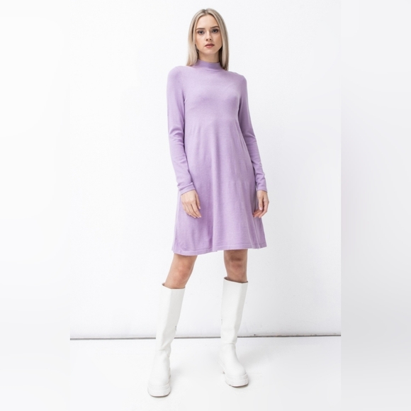 Vera Moda Happiness Long Sleeve Fit & Flare Sweater Dress In Lavendula Sz Small? - Picture 4 of 16